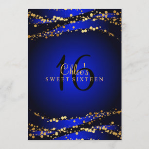 Blue & Gold Stardust Sweet 16 Einladung