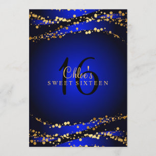Blue & Gold Stardust Sweet 16 Einladung