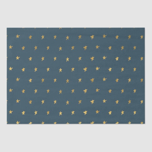Blue Gold Stars Seidenpapier (Vorderseite)