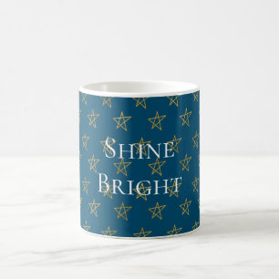 Blue Gold Stars Shine Bright Kaffeetasse