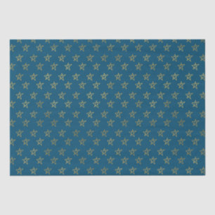 Blue Gold Stars Shine Bright Tissue Seidenpapier