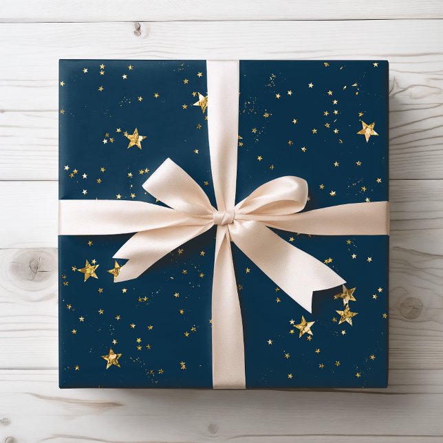 Blue & Gold Stars | Wrapping Paper Geschenkpapier (Von Creator hochgeladen)