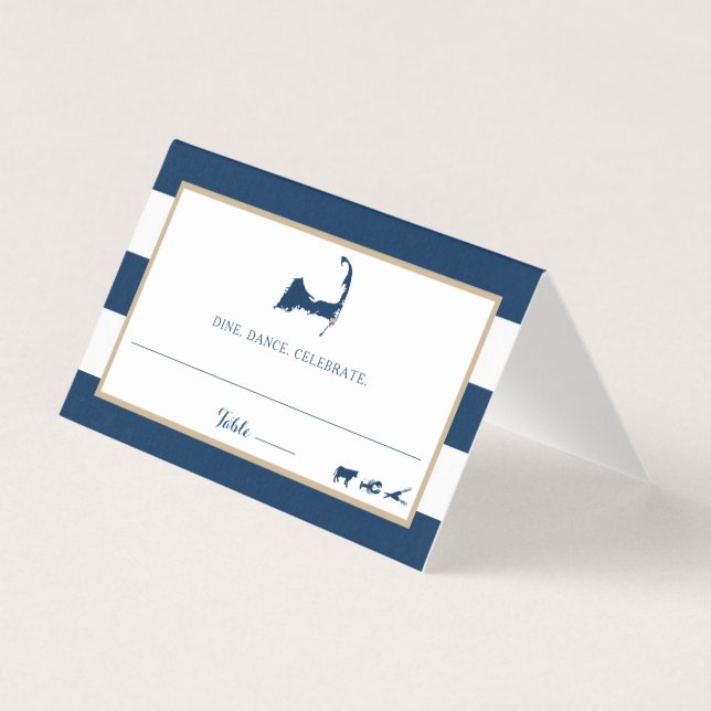 Blue Gold Streifen Chatham Cape Cod Hochzeitssaal (Vorderseite)