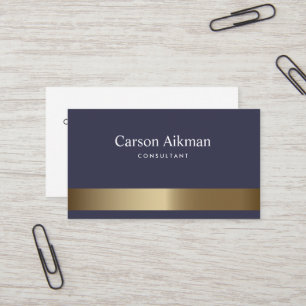 Blue Gold Strip Business Card Visitenkarte