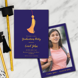 Blue Gold Tassel Niedlich Foto 2025 Graduation Par Einladung