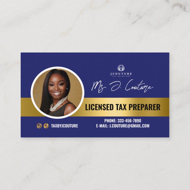 Blue & Gold Tax Prepare Accounting Business Card Visitenkarte (Rückseite)