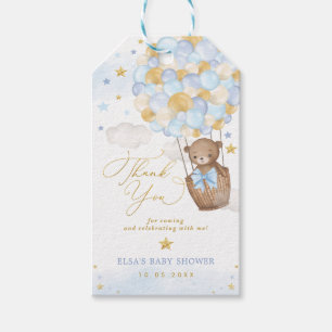 Blue Gold Teddy Bear Hot Air Ballon Wolken Sterne Geschenkanhänger