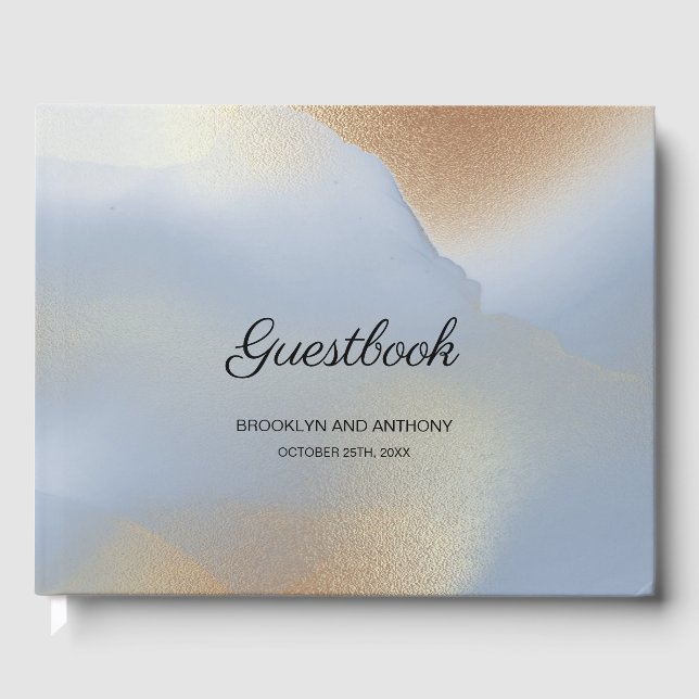 Blue & Gold Textur Gästebuch (Vorderseite)