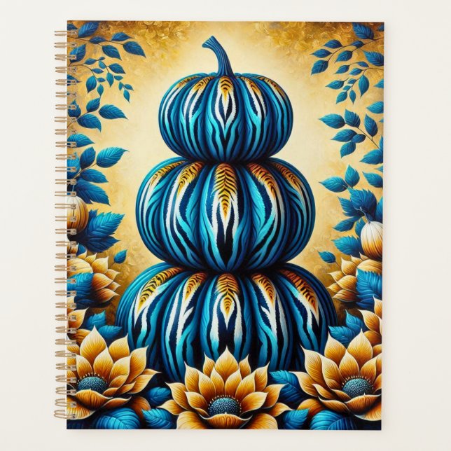 Blue & Gold Tiger Stripe Pumpkin Planer (Vorderseite)