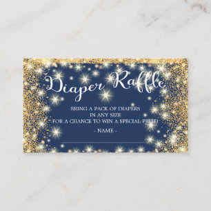 Blue & Gold Twinkle Star Diaper Raffle Ticket Begleitkarte
