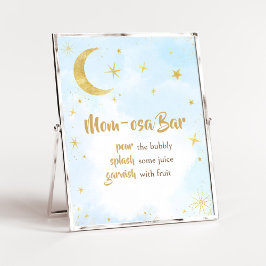 Blue Gold über dem Mond Baby Dusche Mama Osa Bar Poster