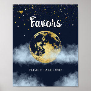 Blue & Gold über dem Mond Lieblings Baby Duschzeic Poster