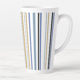 Blue Gold und White Beach Colour Stripes Kaffeemas Milchtasse