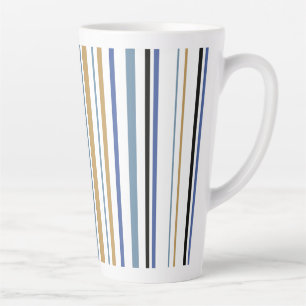 Blue Gold und White Beach Colour Stripes Kaffeemas Milchtasse