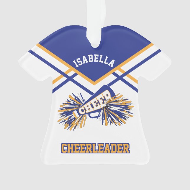 Blue, Gold und White Cheerleader Ornament (Vorderseite)