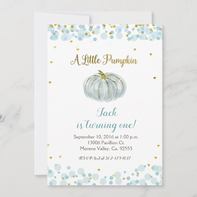 Blue Gold Unser Pumpkin macht eine Einladung (Vorderseite)