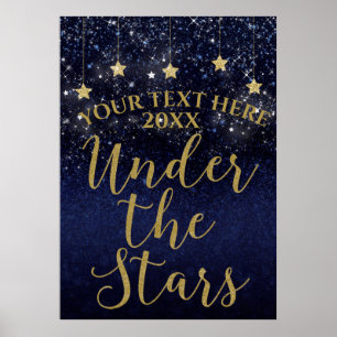 Blue & Gold unter den Sternen Starry Night Party Poster