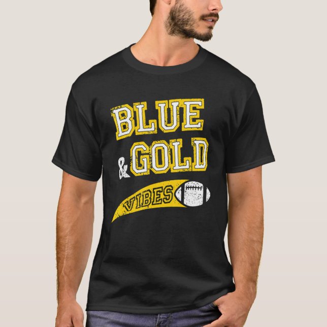 Blue & Gold Vibes Football Team Fan T-Shirt (Vorderseite)