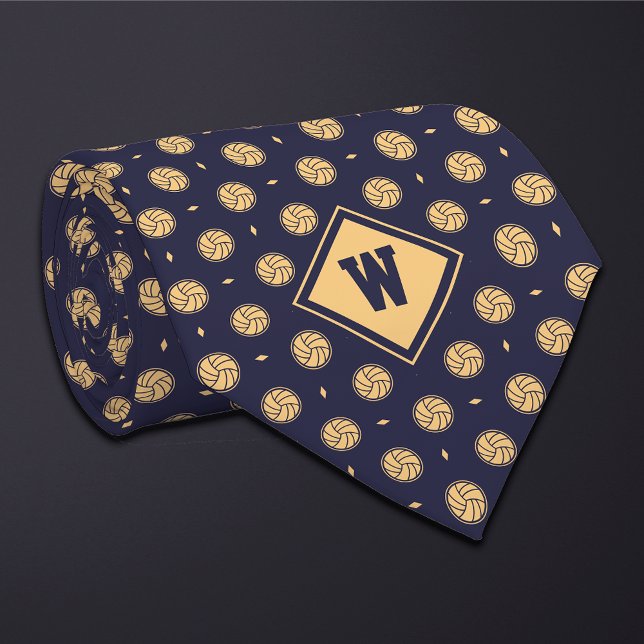 Blue Gold Volleyball Icon Necktie Krawatte (Von Creator hochgeladen)