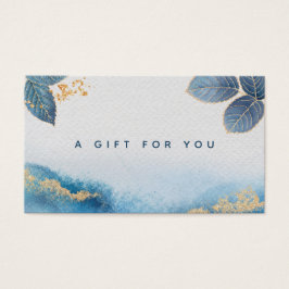 Blue Gold Wassercolor Botanische Blätter Geschenkk