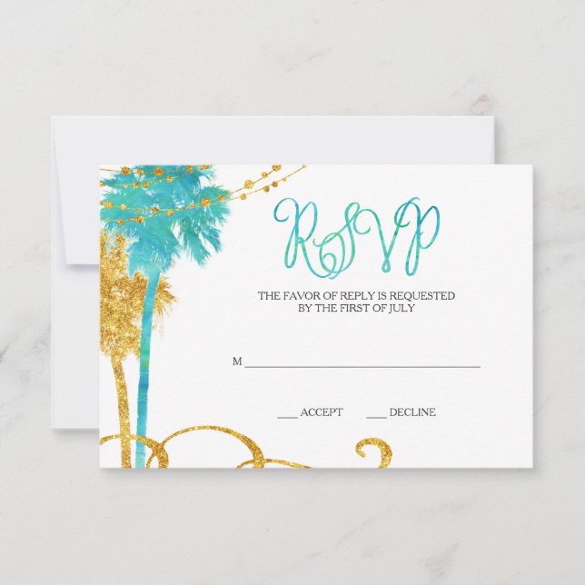 Blue Gold Watercolor Beach Bat Mitzvah UAWG RSVP Karte (Vorderseite)