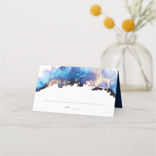 Blue Gold Watercolor Wedding Platzkarte