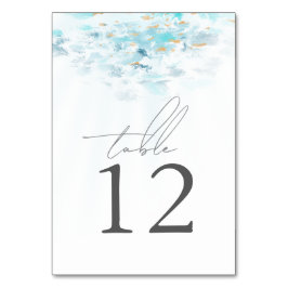 Blue & Gold Waves Coastal Wedding Tischnummer