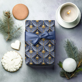Blue Gold Weihnachtsmuster#16 ID1009 Geschenkpapier