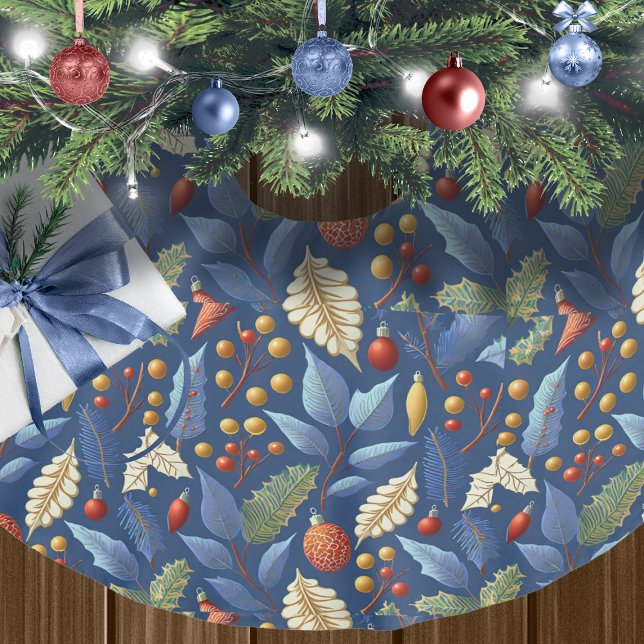 Blue Gold Weihnachtsmuster#18 ID1009 Polyester Weihnachtsbaumdecke (Von Creator hochgeladen)