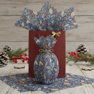 Blue Gold Weihnachtsmuster#18 ID1009 Seidenpapier