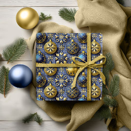 Blue Gold Weihnachtsmuster#20 ID1009 Geschenkpapier