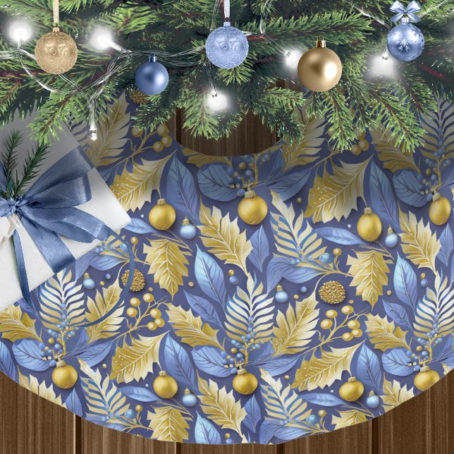Blue Gold Weihnachtsmuster#22 ID1009 Polyester Weihnachtsbaumdecke (Von Creator hochgeladen)
