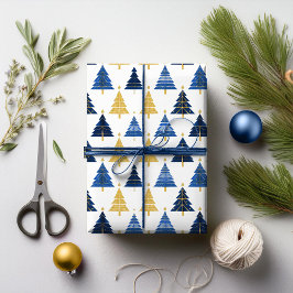 Blue Gold Weihnachtsmuster#24 ID1009 Geschenkpapier