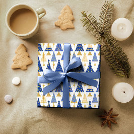 Blue Gold Weihnachtsmuster#25 ID1009 Geschenkpapier
