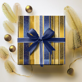 Blue Gold Weihnachtsmuster#27 ID1009 Geschenkpapier