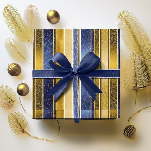 Blue Gold Weihnachtsmuster#27 ID1009 Geschenkpapier