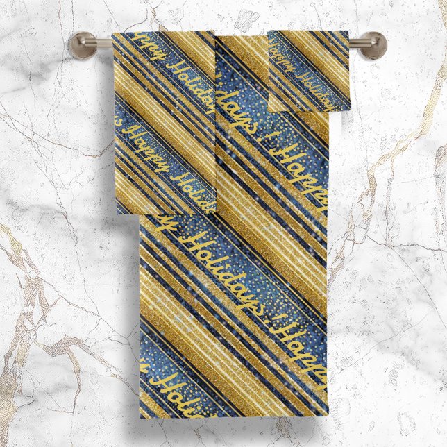 Blue Gold Weihnachtsmuster#28 ID1009 Badhandtuch Set (Von Creator hochgeladen)