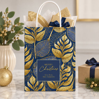 Blue Gold Weihnachtsmuster#29 ID1009 Mittlere Geschenktüte