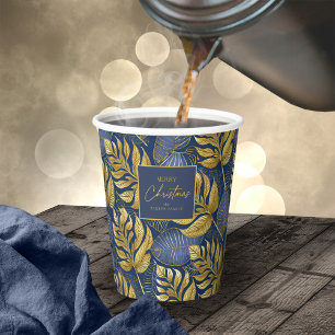 Blue Gold Weihnachtsmuster#29 ID1009 Pappbecher