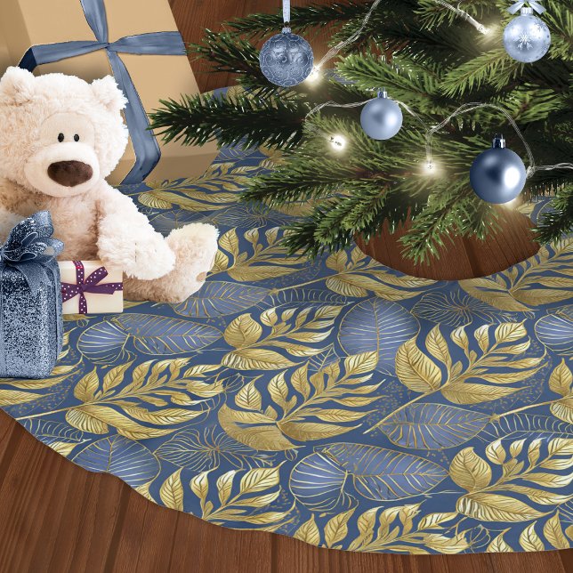 Blue Gold Weihnachtsmuster#29 ID1009 Polyester Weihnachtsbaumdecke (Von Creator hochgeladen)