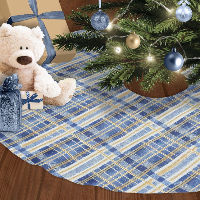 Blue Gold Weihnachtsmuster#2 ID1009 Polyester Weihnachtsbaumdecke (Von Creator hochgeladen)