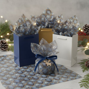 Blue Gold Weihnachtsmuster#31 ID1009 Seidenpapier