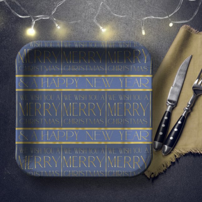 Blue Gold Weihnachtsmuster#34 ID1009 Pappteller (Von Creator hochgeladen)