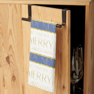 Blue Gold Weihnachtsmuster#35 ID1009 Geschirrtuch