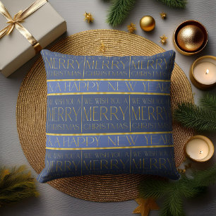 Blue Gold Weihnachtsmuster#35b ID1009 Kissen