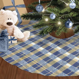 Blue Gold Weihnachtsmuster#7 ID1009 Polyester Weihnachtsbaumdecke