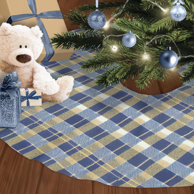 Blue Gold Weihnachtsmuster#7 ID1009 Polyester Weihnachtsbaumdecke (Von Creator hochgeladen)