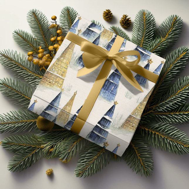 Blue Gold Weihnachtsmuster#8 ID1009 Geschenkpapier (Von Creator hochgeladen)