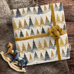 Blue Gold Weihnachtsmuster#9 ID1009 Geschenkpapier