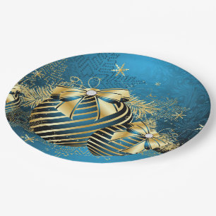 Blue Gold Weihnachtspapierplatte Pappteller